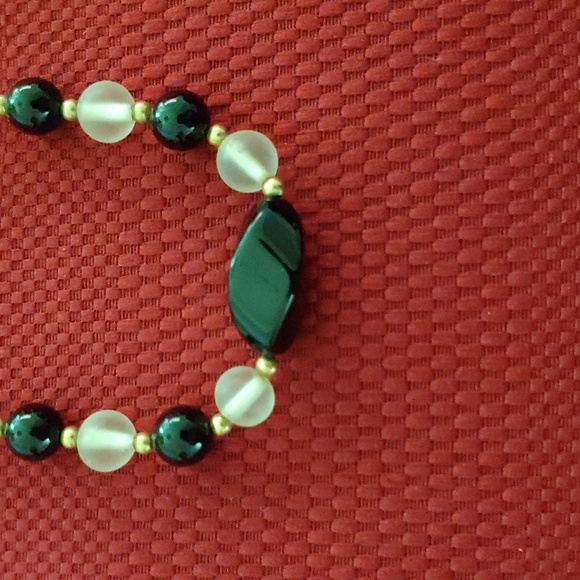 Vintage onyx, 14k, white quartz necklace - Picture 2 of 4